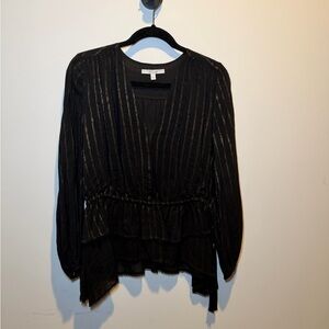 10 Crosby Derek Lam Black Blouse with Gold Accents
